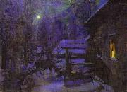 Konstantin Alekseevich Korovin Moonlit Night. Winter USA oil painting artist